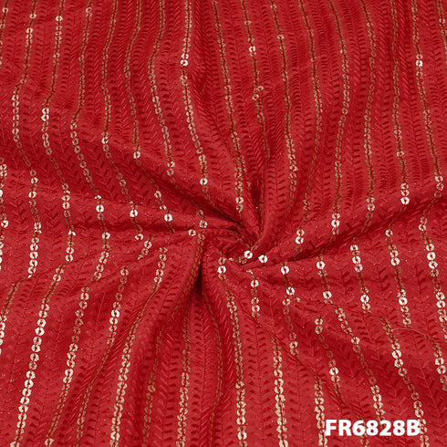 Embroidered Sequins Uppada Silk Fabric-Fr6828